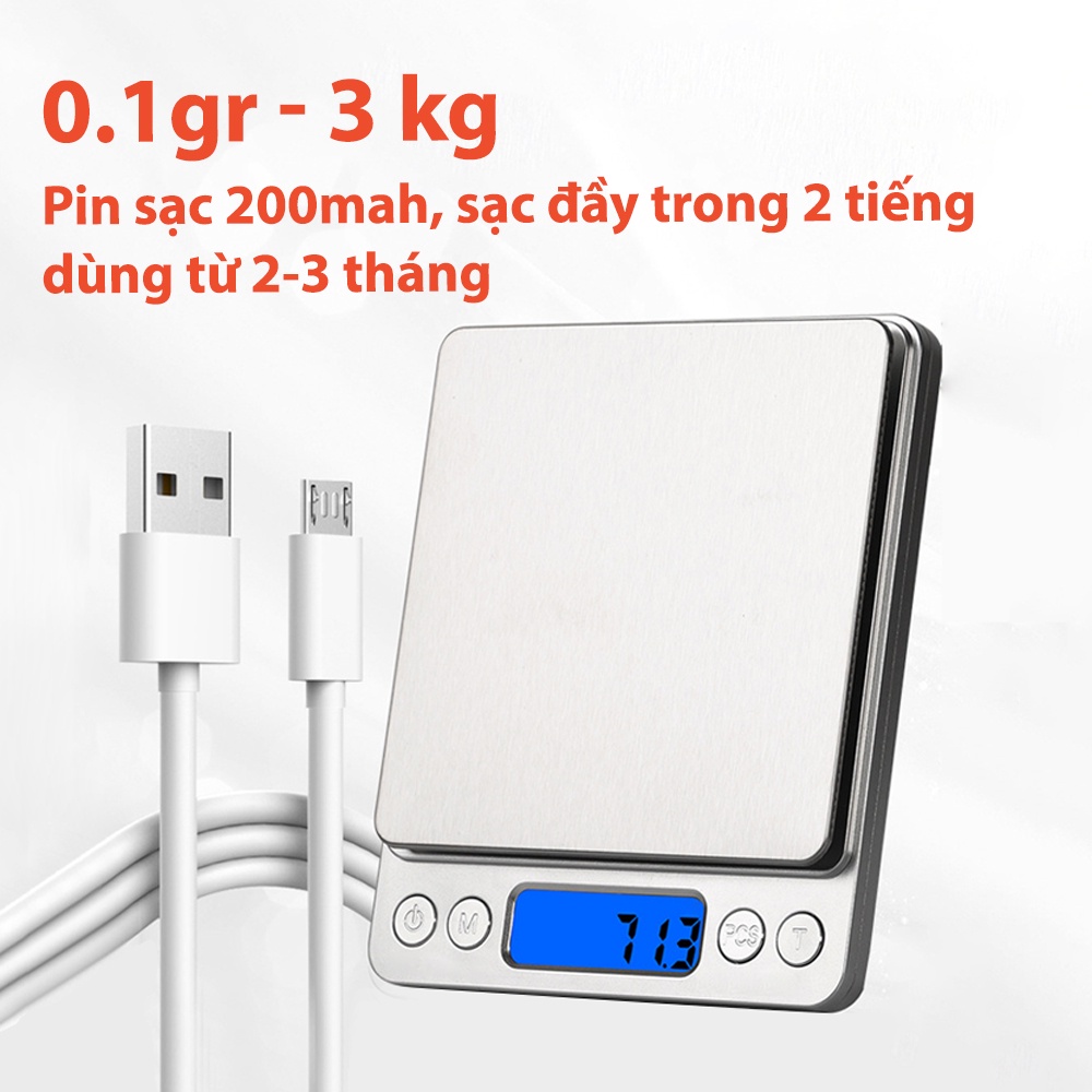 Cân Điện Tử Mini Cao Cấp 2024 MIFAN 0.01g - 3kg - Nhỏ Gọn, Siêu Chính Xác, Thép Không Gỉ, Màn LCD