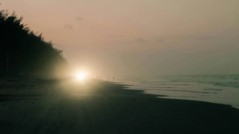 Peaceful beach scene at sunset in Túxpam, Veracruz, México.