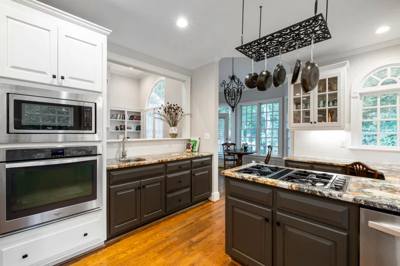 Elegant kitchen design featuring stainless steel appliances and granite countertops.